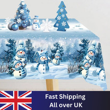 Blue Christmas Tablecloth Wonderland Snowman Table Cover Christmas Decorations f