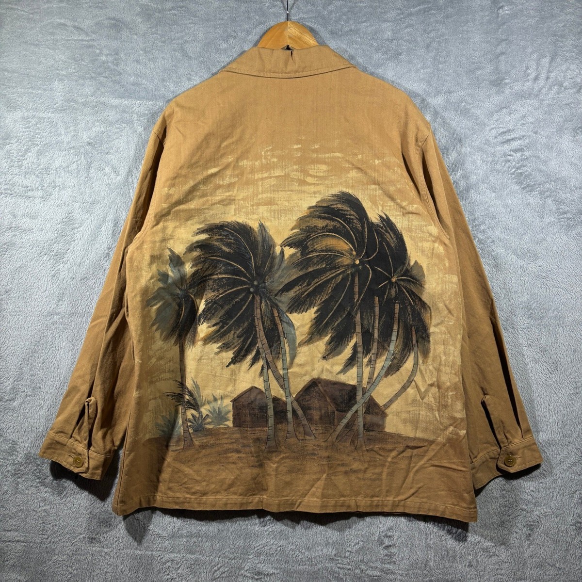Vintage Polo Ralph Lauren Safari Jacket Men XL Hand Painted Palm 