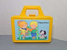 VTG Fisher Price Yellow Lunchbox No Thermos Boy Girl Apple Sandwich 1990