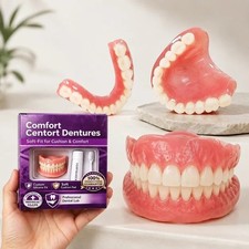 Adult Silicone False Teeth Full Set Upper Lower Natural Smile Dentures