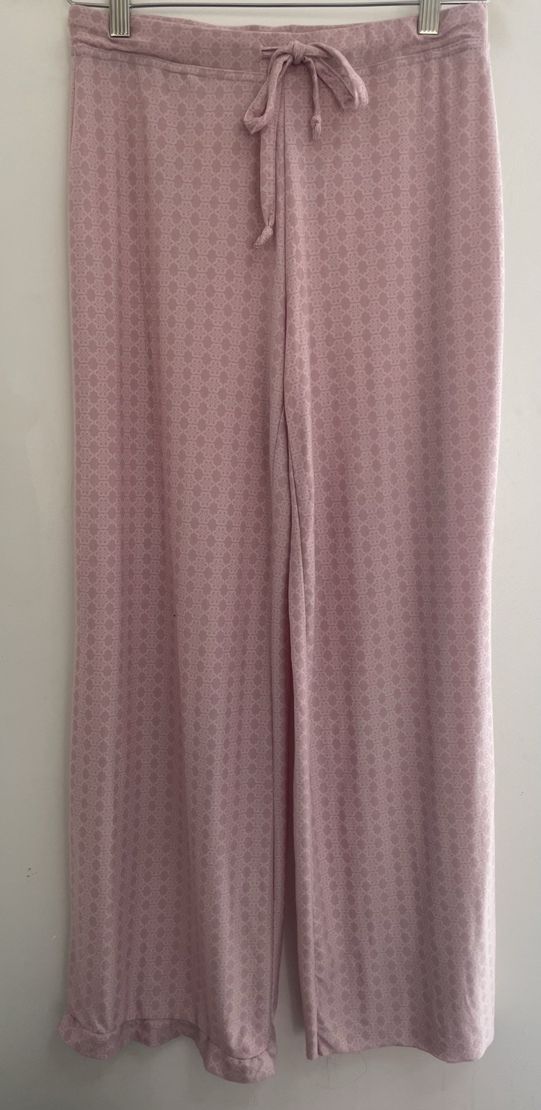 Women's Patterned Super Soft Polyester Adjustable Waist Pull On PJ Pants Pink XS