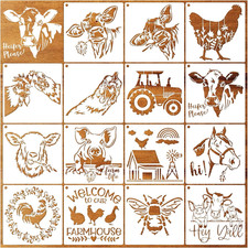 15 Piece Farmhouse Stencils - Reusable Farm Animal Stencils Template for Paintin