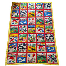 Vintage Spring Mills Farm Patchwork Quilt 44 x 62" Baby Blanket MCM 70s/80s