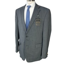 Jos A Bank Sport Coat Mens 44L Gray Herringbone Silk Wool Reserve TINY FLAW