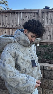  Grey Monogram Louis VuittonBoyhood Puffer Jacket  Size L RARE 
