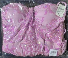 New Windsor Lavender Pink Hues Lace-Up High Slit Sequin Formal Dress Size Large