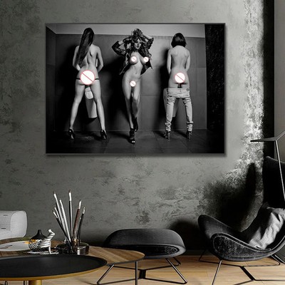 Black and White Bathroom Toilet Decor Poster Canvas Painting Print Picture Mural