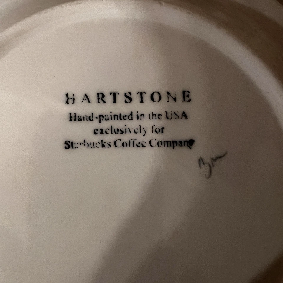 Cerâmica Hartstone PARA Starbucks 4 Pratos Natal Azevinho 8” Sobremesa Salada EUA - Imagem 4 de 4