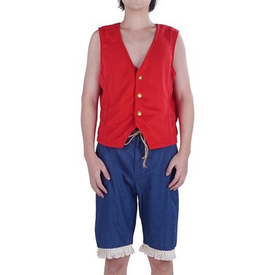 Monkey D. Ruffy Kostüm | Realverfilmung Verkleidung | Weste & Hose | S-XL