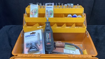 Fenwick 3.5 Wide Body Tackle Box Orange With Dremel Multi Pro + Accessories