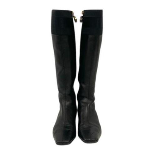 GUCCI Women's Long Square Toe Leather Boots Size:36/JP:23 Black 141191K Authen thumbnail 2