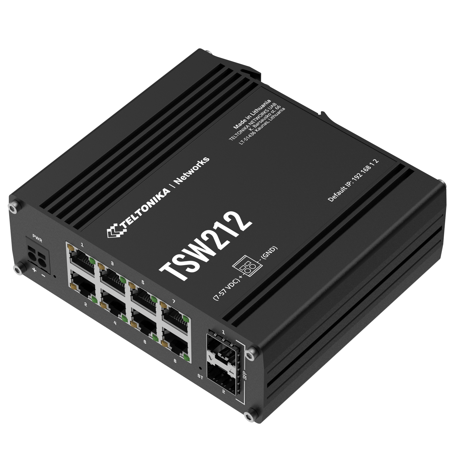 Teltonika TSW212 Industrieller managed Switch 8x Gigabit Ethernet 2 SFP DIN Rail