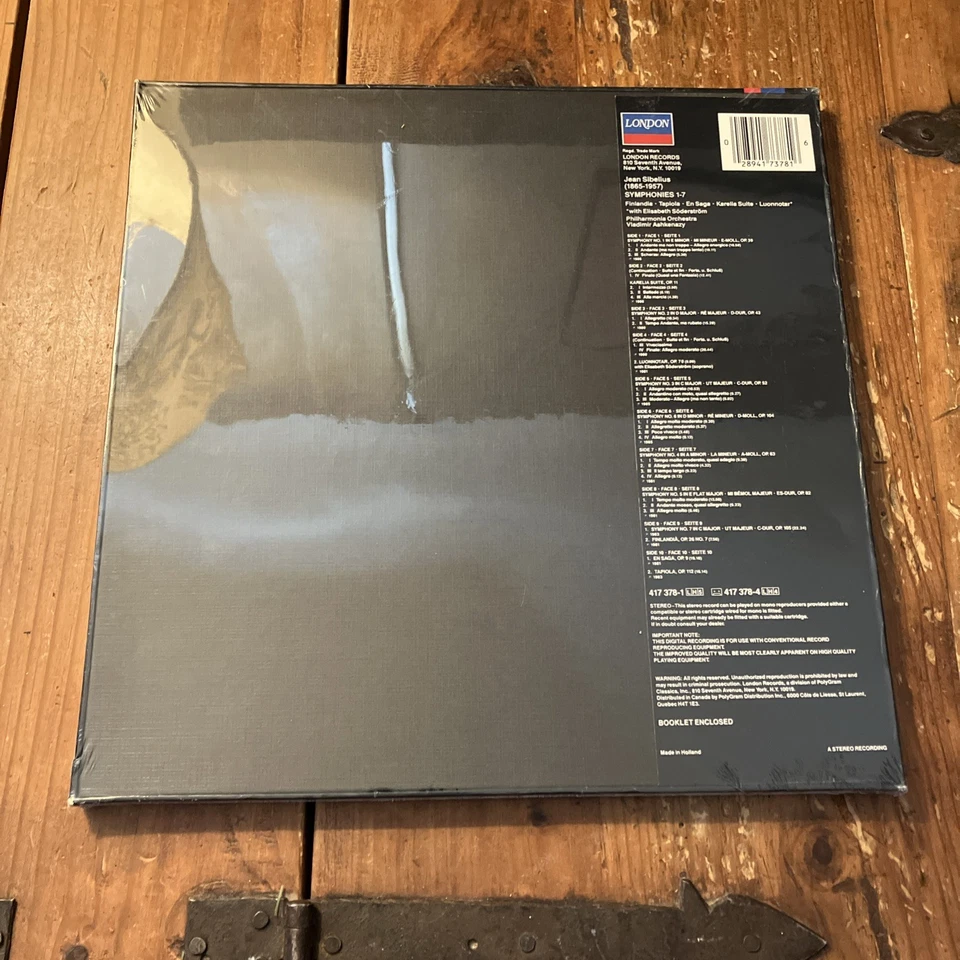 Ashkenazy "Sibelius Symphonies 1-7" 5 LP Vinyl Box Set London Records New Sealed - Image 2 of 4