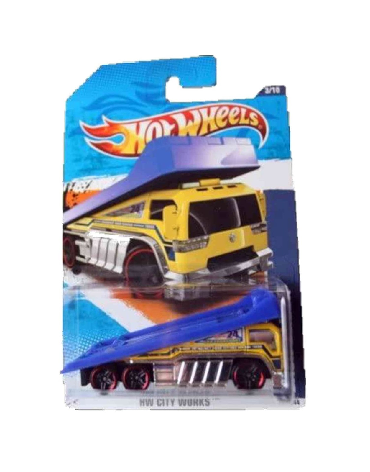 Hot Wheels 2011 Hw City Works 3/10 Back Slider Yellow w/Blue 173/244 Toy