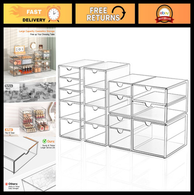 16-Drawer Makeup Organizer - Acrylic Storage for Desk, Jewelry, Bathroom & Offic