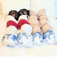 Women's 10 Bras Mixed Lot Multicolor Lace Floral Patterns Assorted Styles