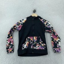 Burton Hoodie Youth Small Black Floral Fleece Lined Crown Bonded Full Zipper