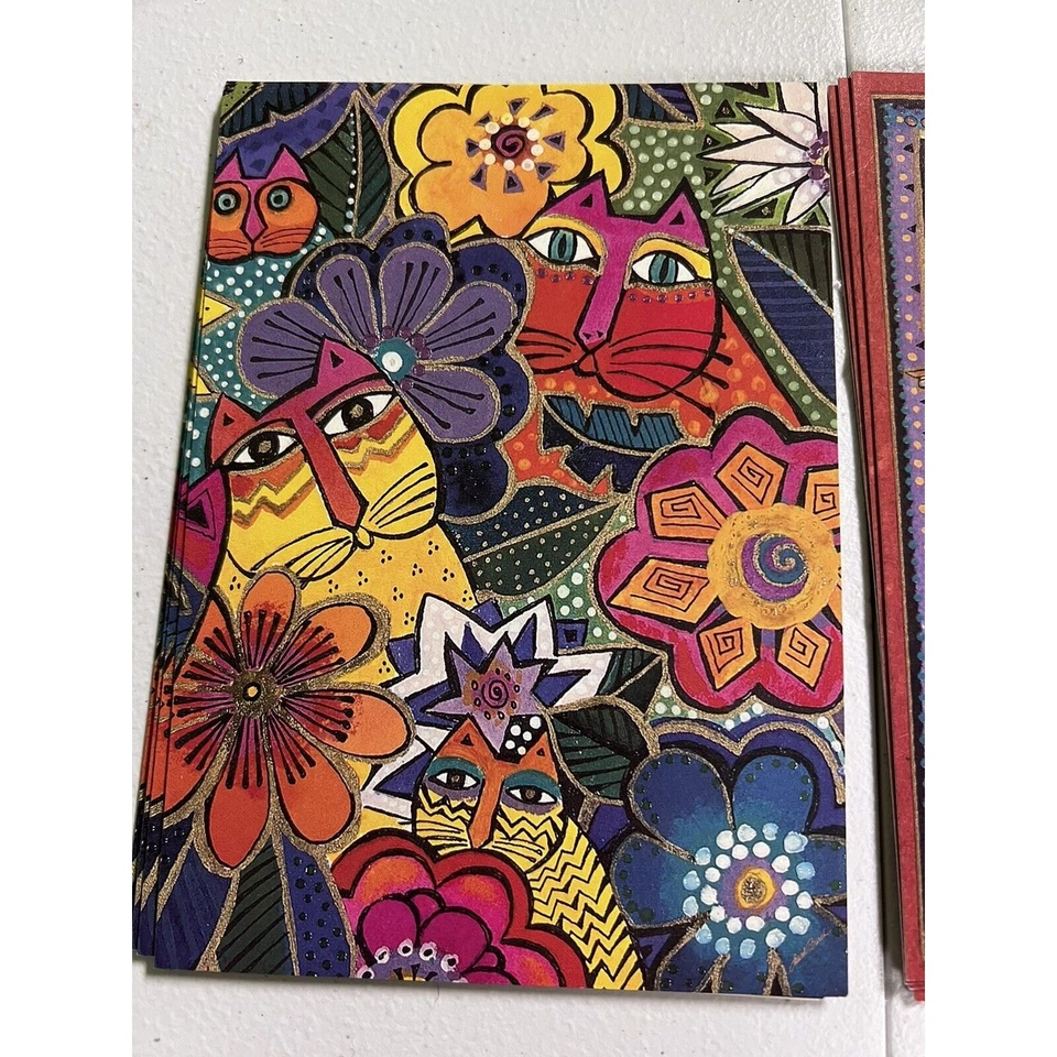 Laurel Burch Cat Greeting Cards Box Set of 25 Blank Reusable Box Kitties Cats - Image 2 of 4