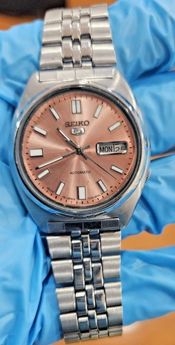 Vintage Seiko 5 Automatic Japanies Mens Brown Watch 7009 Day/Date