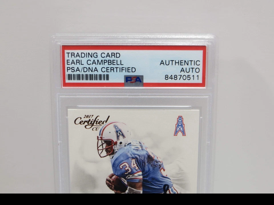 EARL CAMPBELL SIGNED 2017 DONRUSS CERTIFIED CUTS #16 Football Card PSA SLAB Auth - Image 2 of 4