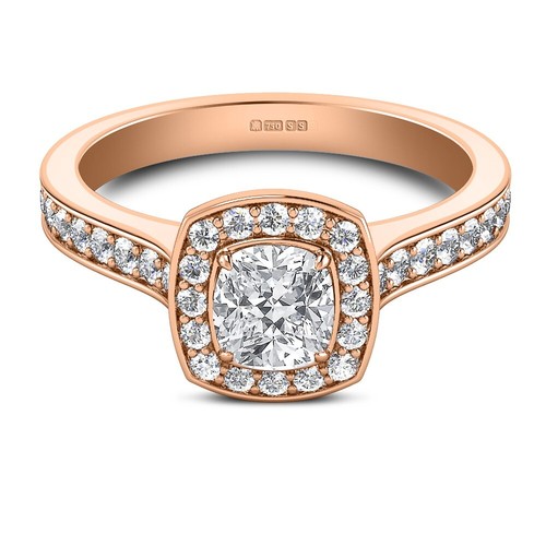 14K Rose Gold Cushion Cut Lab Grown Diamond Engagement Ring for Women - Picture 8 of 10