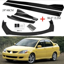 Front Bumper Lip Splitter Spoiler Body Kit + Side Skirt For Mitsubishi Lancer
