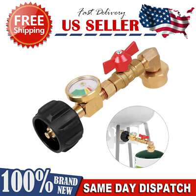 #ad 1Lb To 20Lb Tank Propane Refill Adapter With Gauge And ON Off Control Valve US $16.43