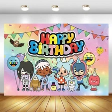 Toca Life World Party Supplies Birthday Decor Banner Photo Background  5x3ft