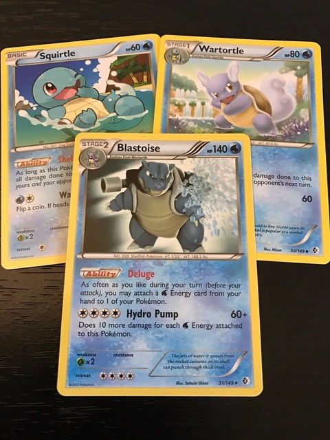 Pokemon Tcg Blastoise Wartortle Squirtle 3 Card Evolution Set Nm