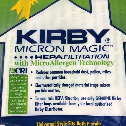 12 Sacchetti Kirby Aspirapolvere Micron Magic Filtrazione HEPA F-Style Twist-Style - Foto 5 di 7