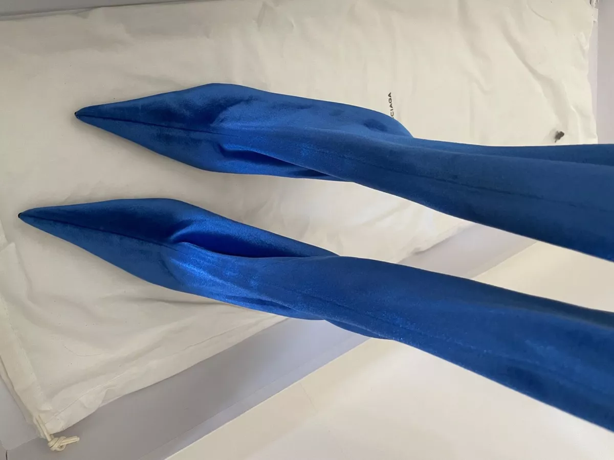 Balenciaga Knife Blue Velvet Over the Knee Boots eBay