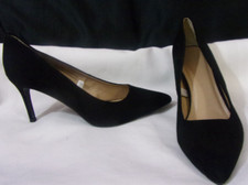 A New Day Black Faux Suede Leather Pumps 3.5  Heel Slip On Shoes Size 9.5
