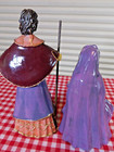 Nativity Figurines Joseph w/ Staff and Mary Kneeling - Vine Embellished Robes — photo 4