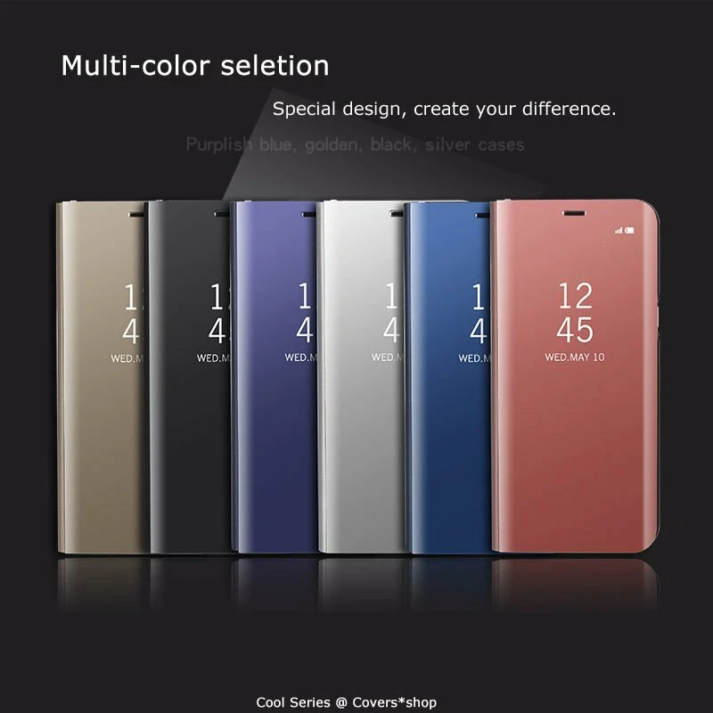 Funda abatible con soporte de visión transparente inteligente con espejo para iPhone 13 14 15 16 Pro Max 12 11 7 8 Foto 3 de 4