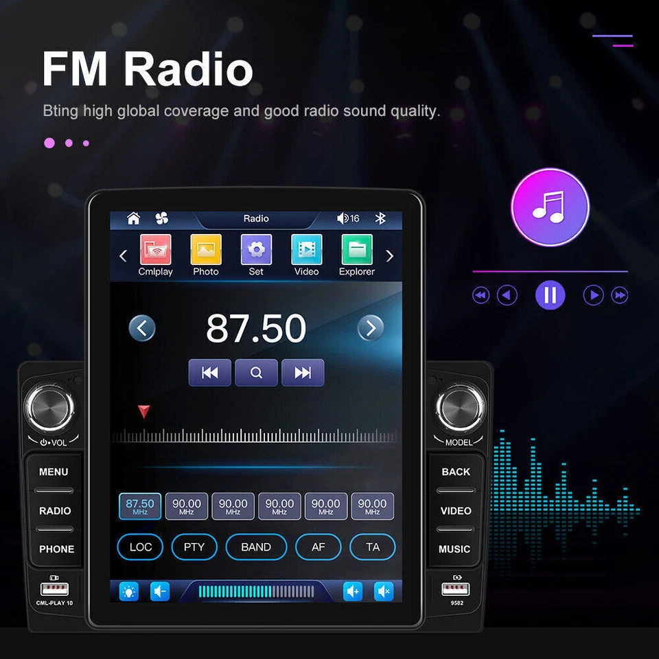 Reproductor de pantalla táctil estéreo doble Din Bluetooth Carplay FM Foto 2 de 4