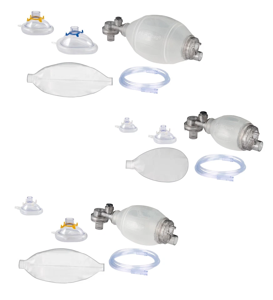 AERObag® Beatmungsbeutel SET mit 2 Beatmungsmasken und Sauerstoff reservoir