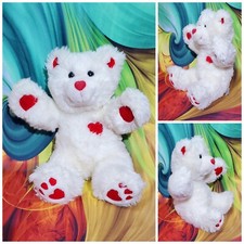 Vintage Build a Bear Valentines Hugs Teddy Plush White Red Heart 13"