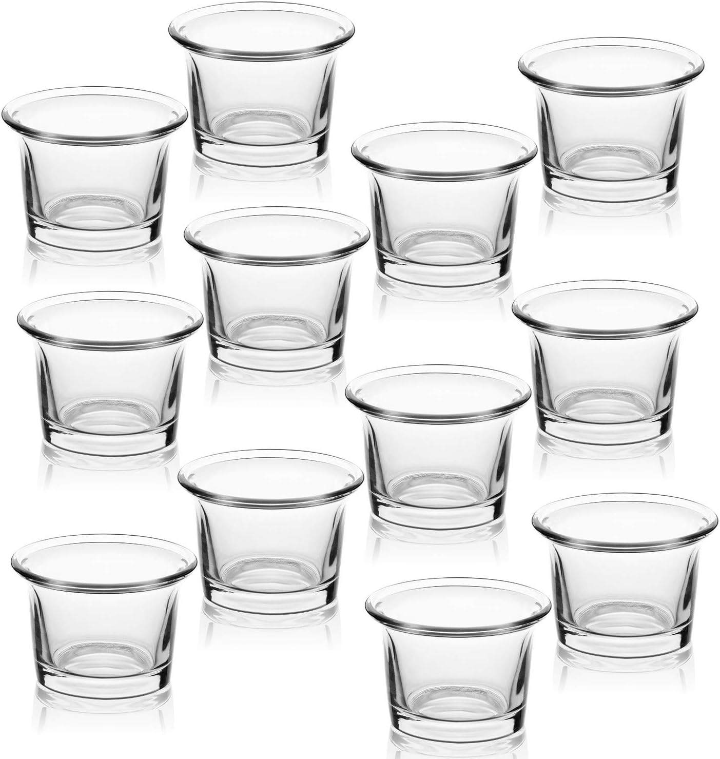 12 Clear Glass Tealight Holders - Bulk Votive Set for Holidays  