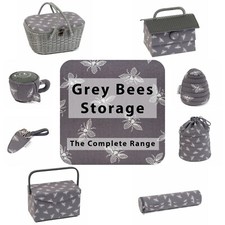 Grey Bees ~ Sewing / Knitting Storage ~ Sewing Box / Baskets / Bags / Pincushion