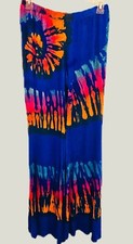 TIE DYE Blue Spandex Bell Bottom Pants OS-NEW