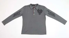 VSKA Mens Grey Polyester Blend Polo Size M Collared Button