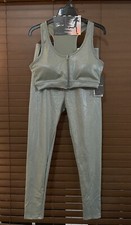 Sho Active Womens Size M Metallic Strappy Sports Bra  Mesh Leggings Set