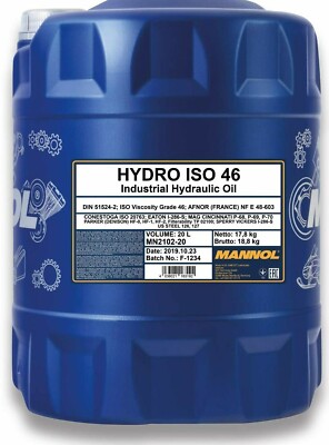 20 Litres HYDRAULIC OIL ISO 46 - MANNOL Hydro ISO 46 Mineral Oil 20L MN2102-20