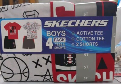 Skecher's Boy's 4-Pack Cotton Tees & Active Shorts Playwear Sets-NWT-Size 5T