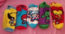 Marvel Super Heroes Chibi Kawaii Socks Women's And Teens 5 Pairs Disney