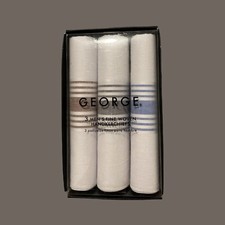 Mens Fine Woven Handkerchiefs By George - 3 pack Dapper Man NEW - - 100 Cotton