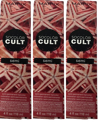 3 Matrix SOCOLOR CULT SEMI PERMANENT Hair Color 4 oz ea STARFISH CORAL