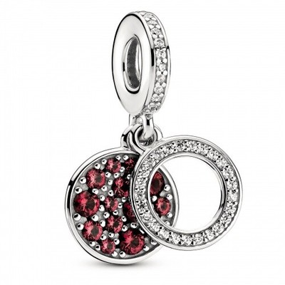 Funkelnde Rote Scheibe Doppelter PANDORA Charm-Anhänger 799186C03