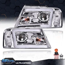 Fit For 2004-2008 Ford F150 Lincoln Mark LT LED DRL Chrome Headlights Left+Right