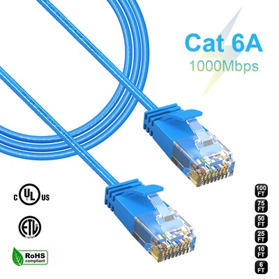 Cat 6A Ethernet Cable Super Speed Network LAN Patch Cord For Gaming 6-100ft LOT